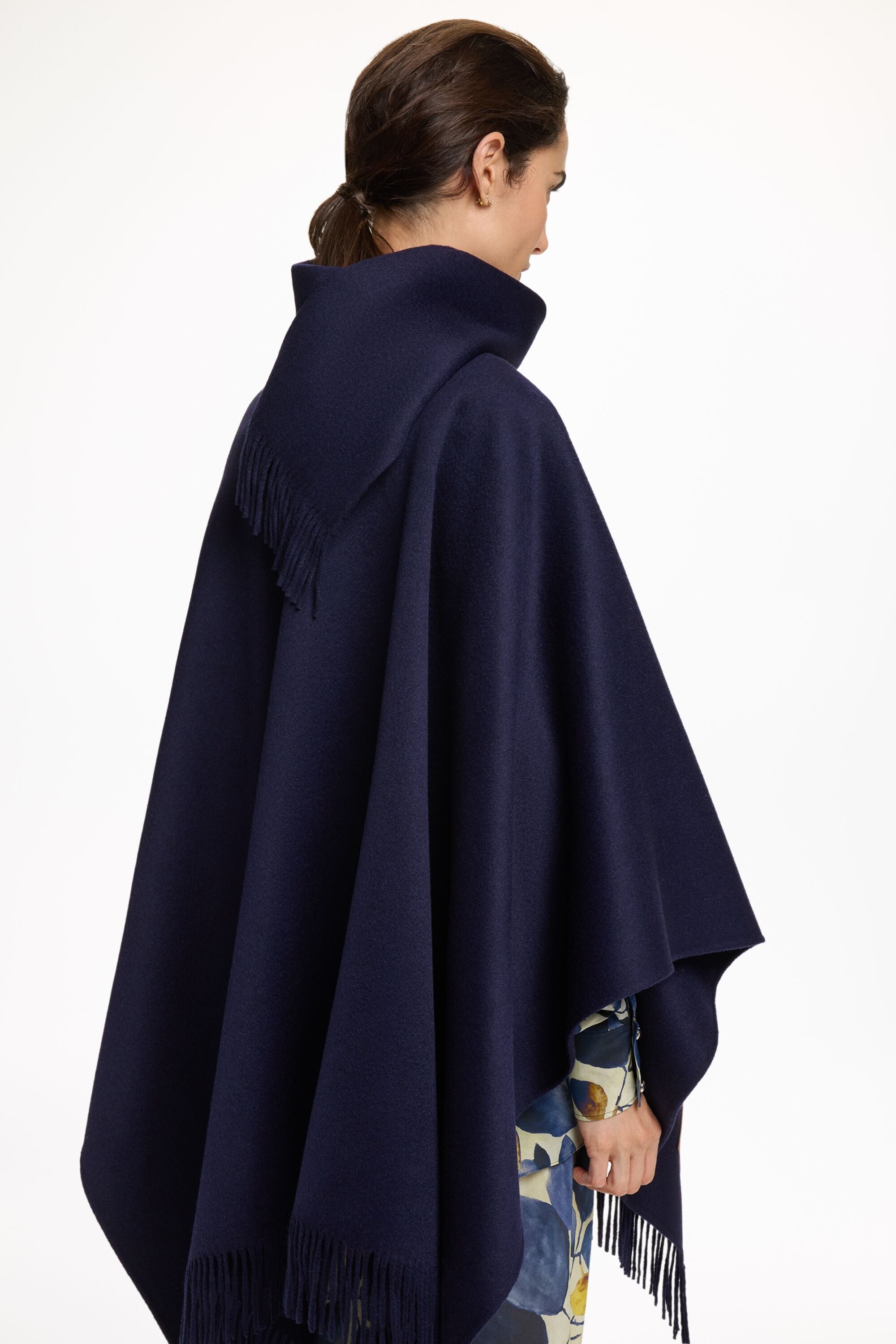 Scarf-Detailed Double-Faced Wool Oversize Cape navy - CH Carolina