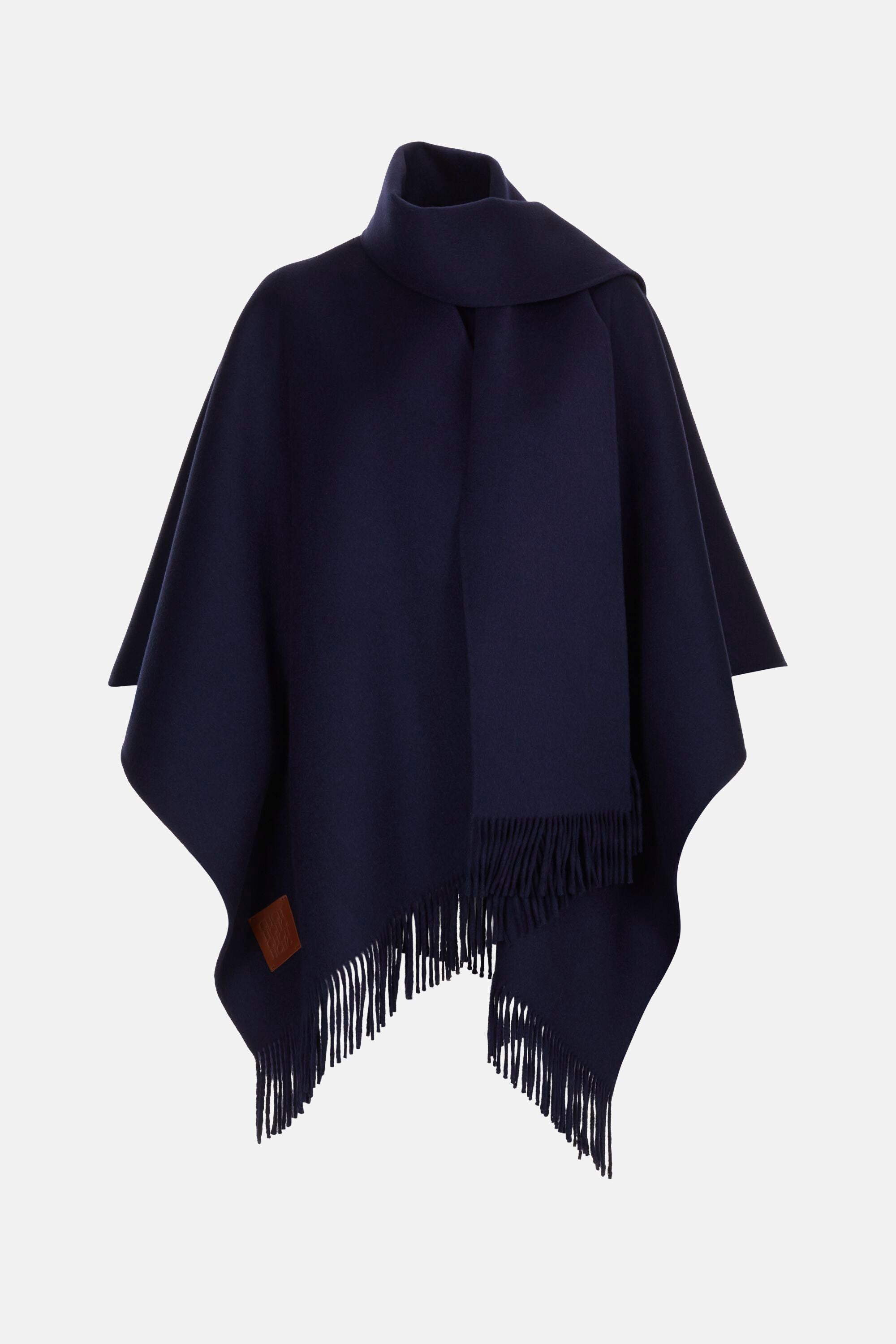 Scarf-Detailed Double-Faced Wool Oversize Cape navy - CH Carolina