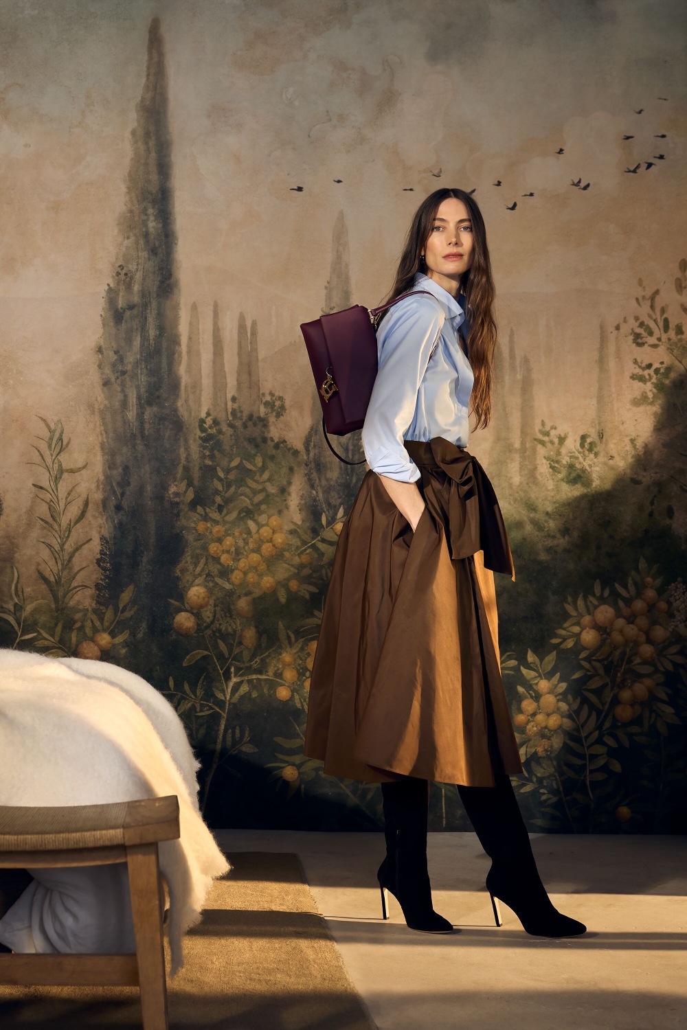 CAMISA ENTALLADA DE TWILL CON PUÑO DOBLE GEMELOS