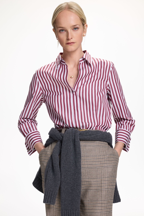 STRIPED POPLIN FITTED SHIRT WITH CUFFLINKS