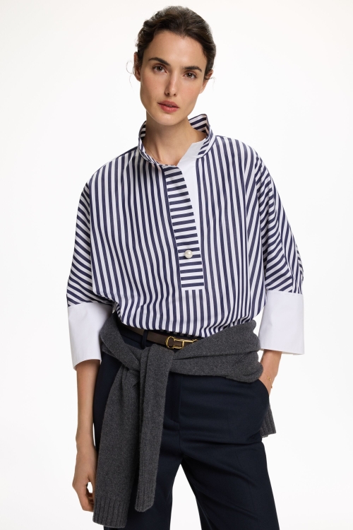 STRIPED POPLIN COCOON-FIT TOP