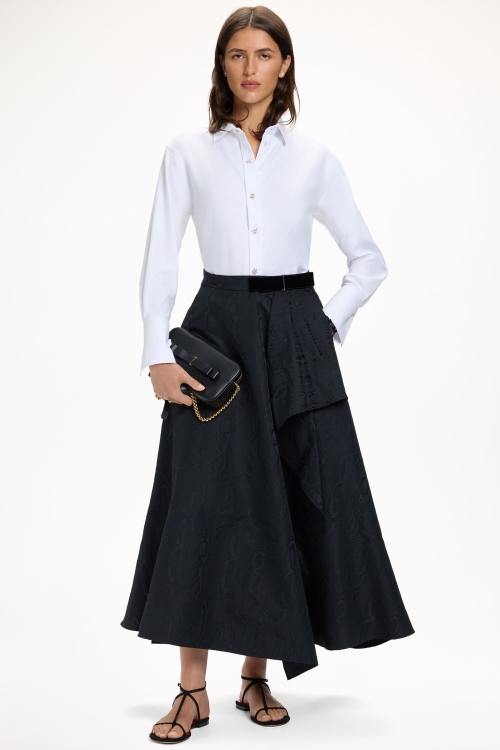 POPLIN STRAIGHT-FIT WHITE SHIRT WITH JASMINE BUTTONS