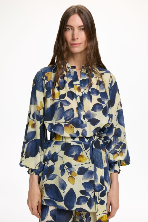 PRINT CREPE DE CHINE STRAIGHT-FIT TOP