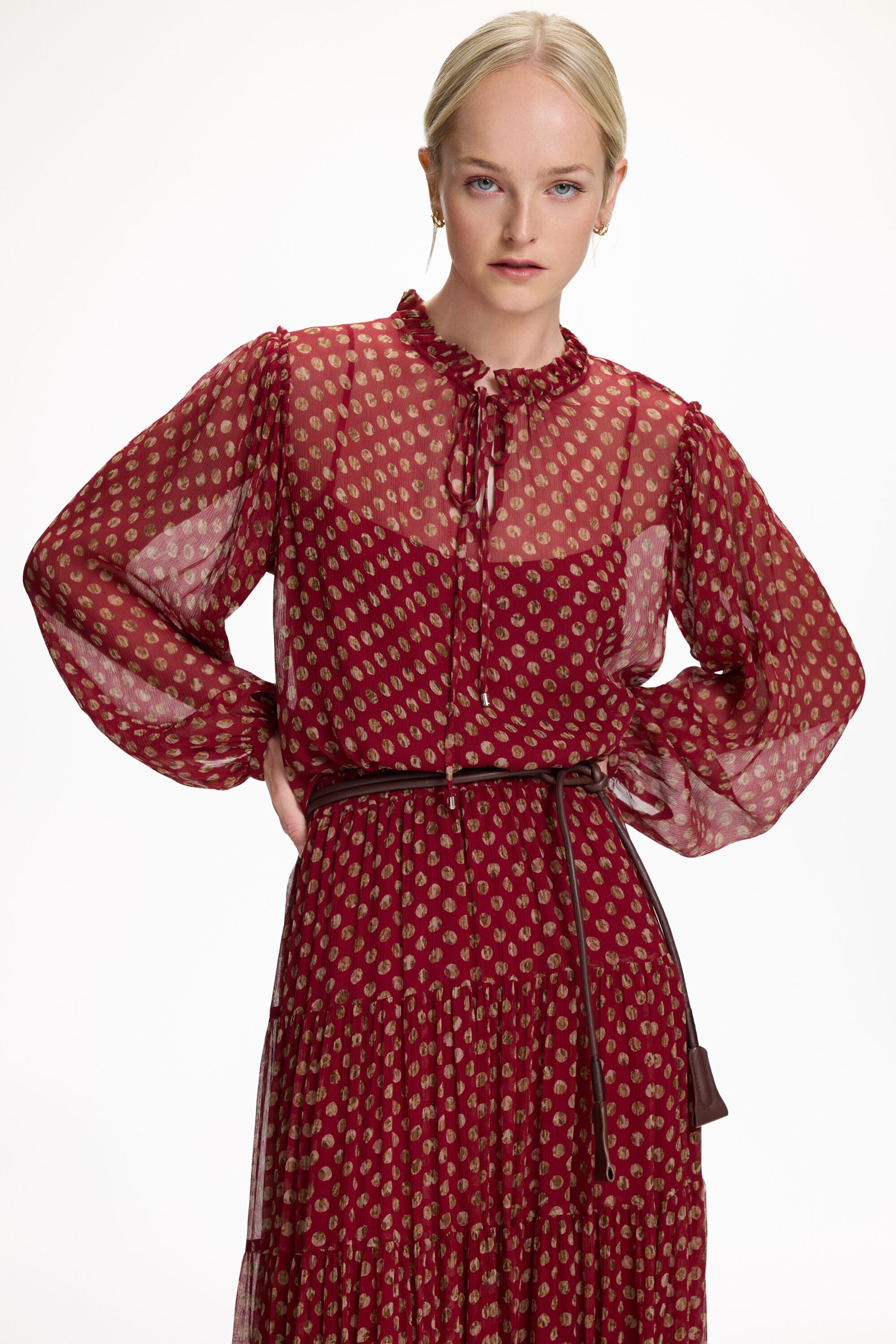 CHanimal Polka Dots Print Muslin Straight-Fit Top