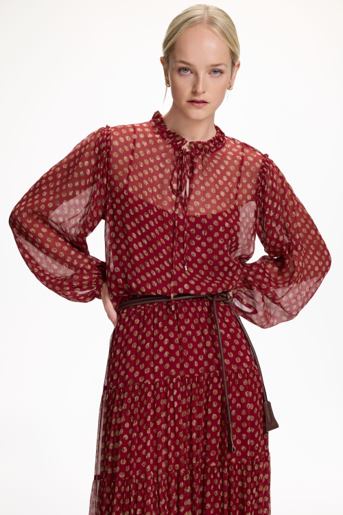 CHANIMAL POLKA DOTS PRINT MUSLIN STRAIGHT-FIT TOP
