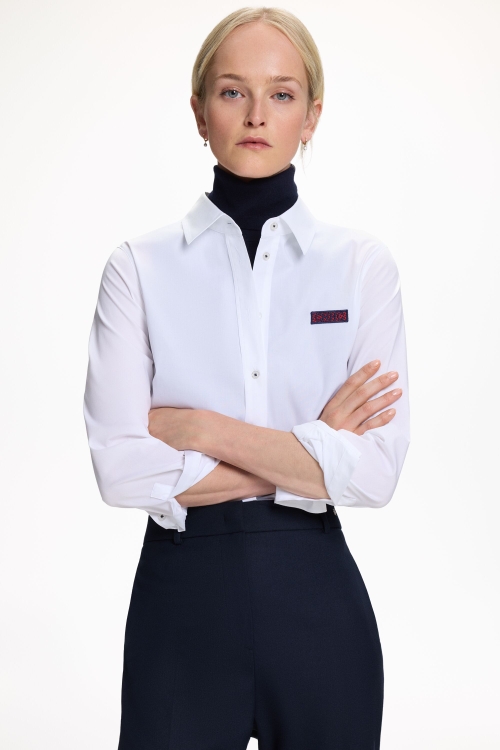 POPLIN FITTED SHIRT WITH CH PATCH