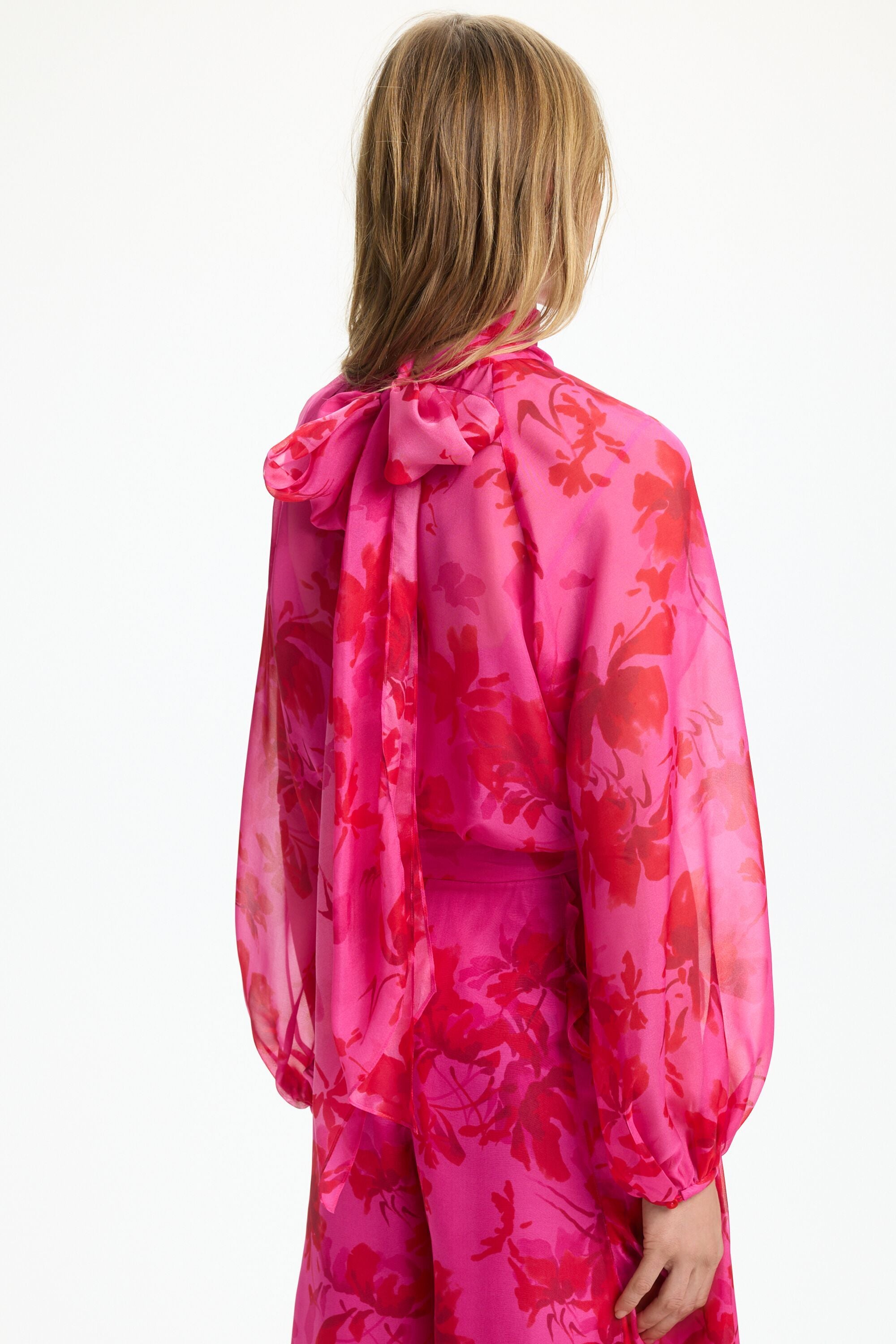 Print Silk Chiffon A-Line Top fuchsia/red - CH Carolina