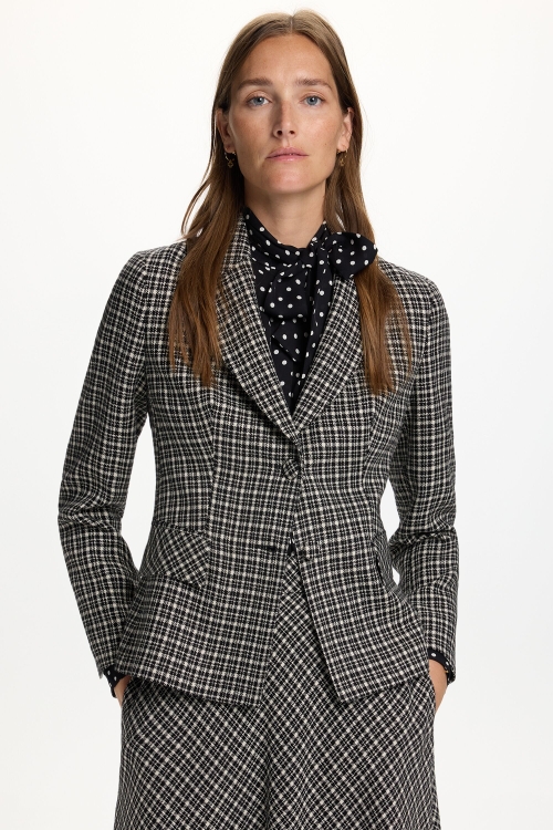 CHAQUETA SASTRE ENTALLADA DE LANA DE CUADROS