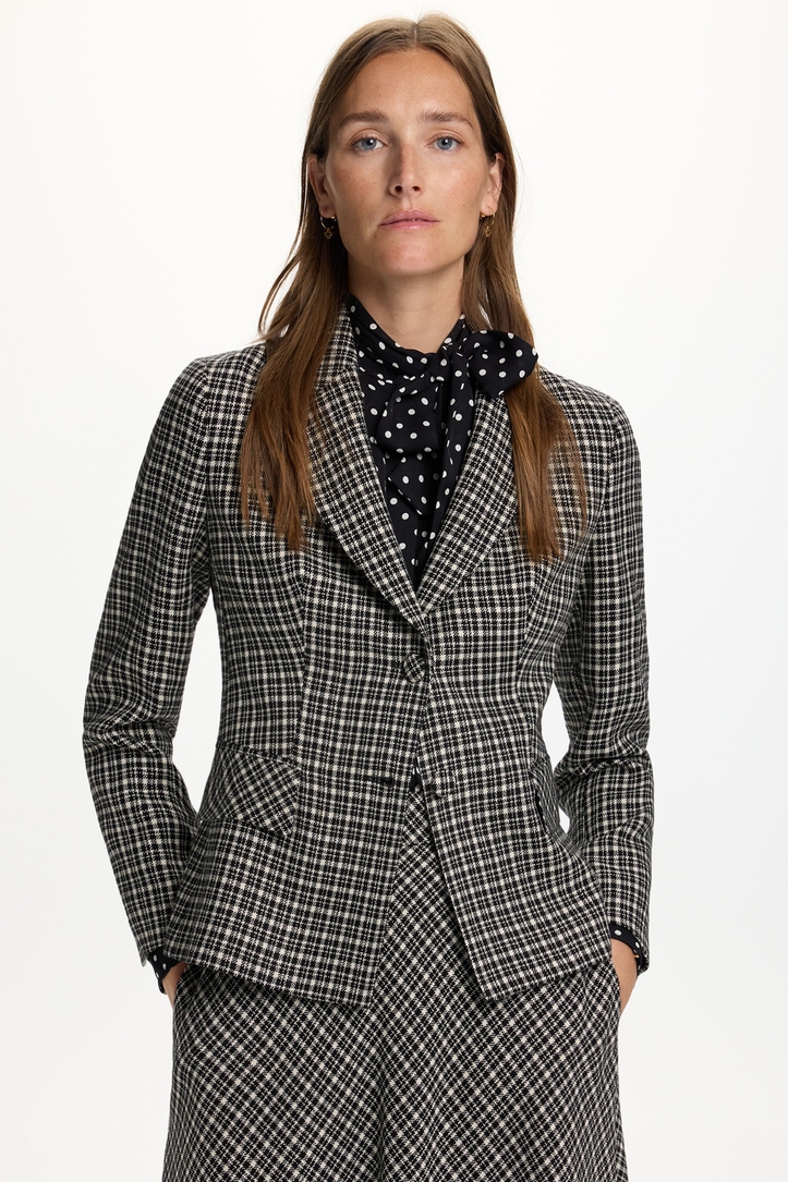 Checked Wool Fitted Tailored Jacket