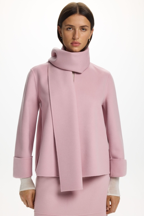 DOUBLE-FACED WOOL JACKET WITH DETACHABLE SCARF