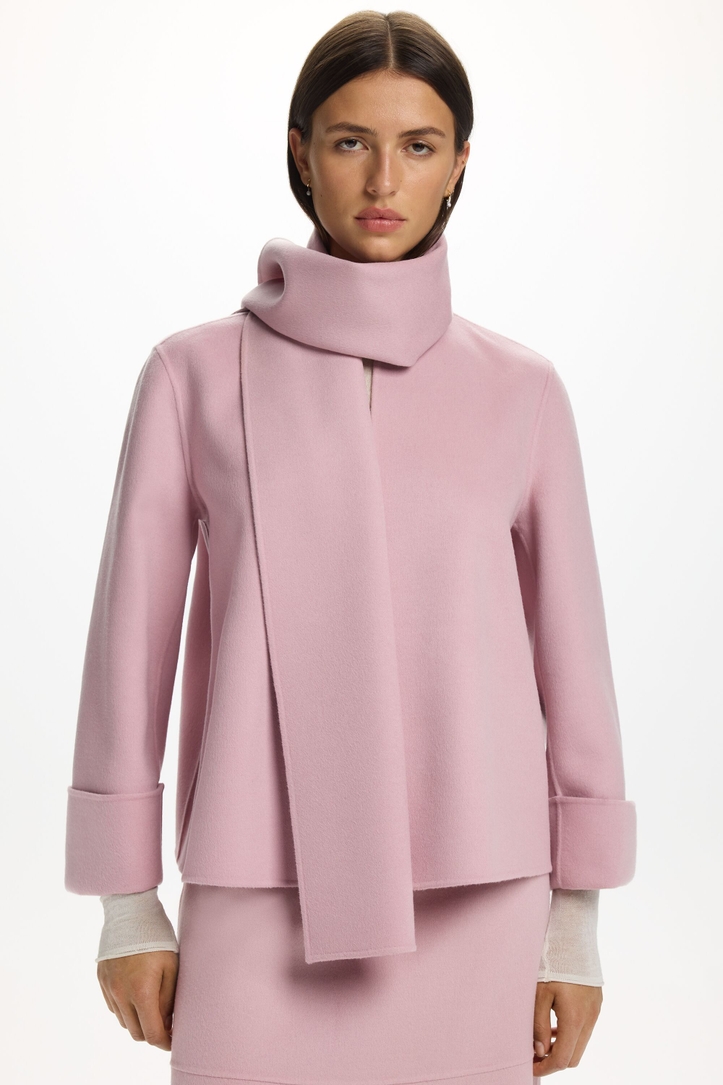 Double-Faced Wool Jacket with Detachable Scarf