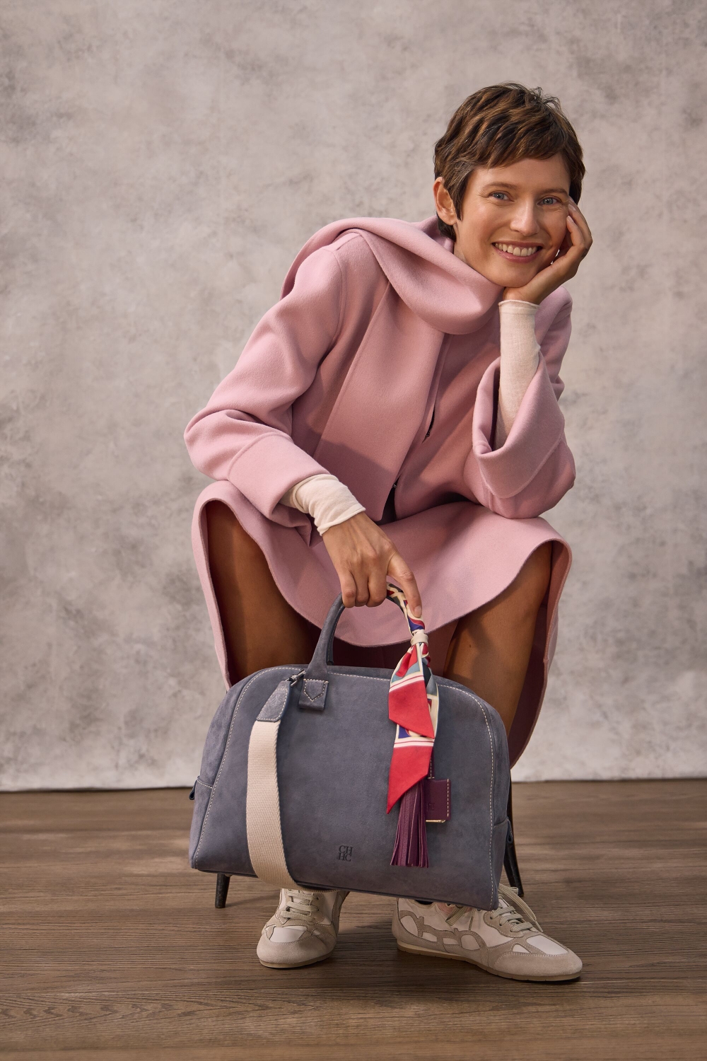 DOUBLE-FACED WOOL JACKET WITH DETACHABLE SCARF
