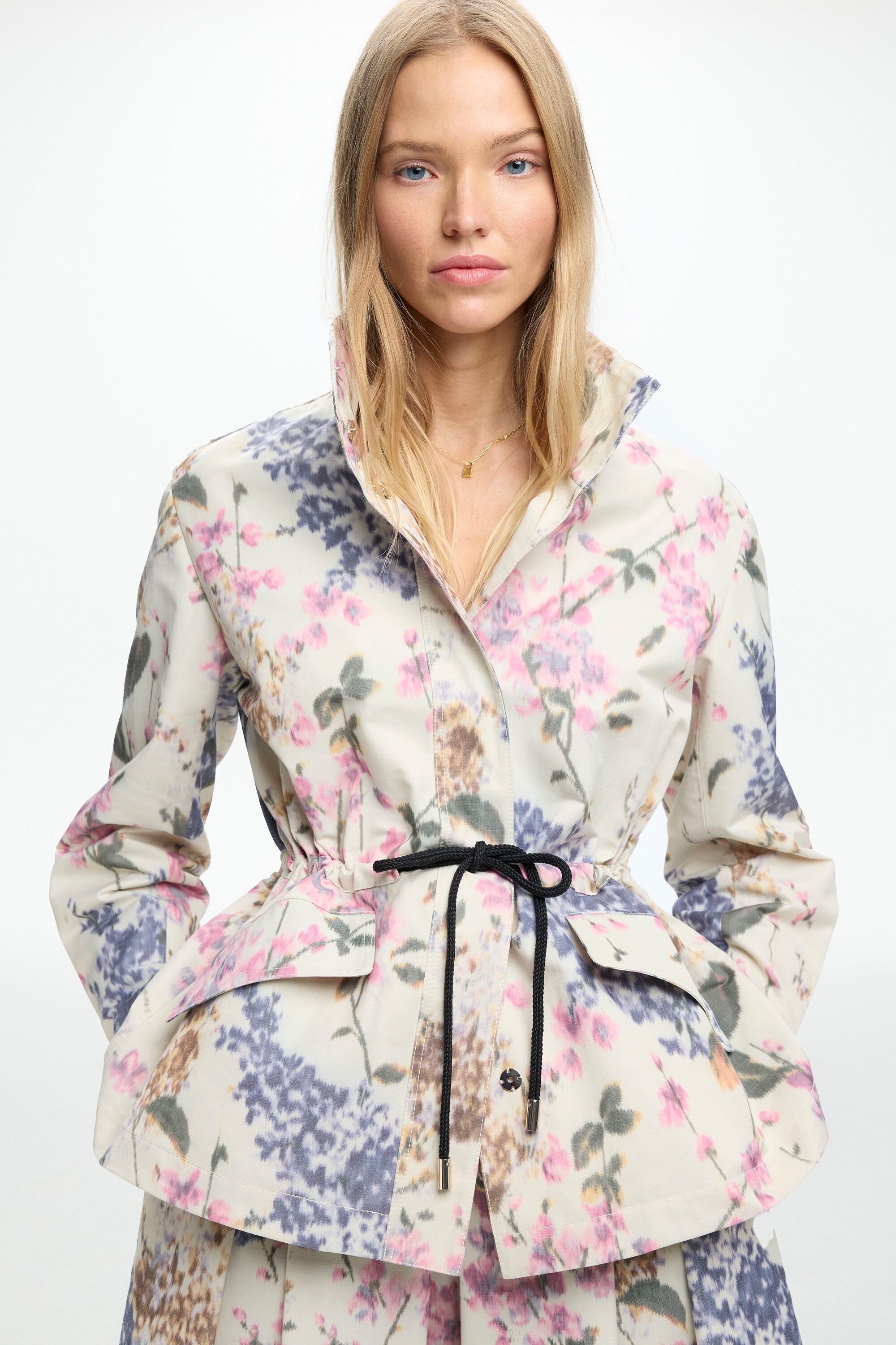 Flowery Print Chiné A-Line Jacket ecru/multicolour - CH Carolina