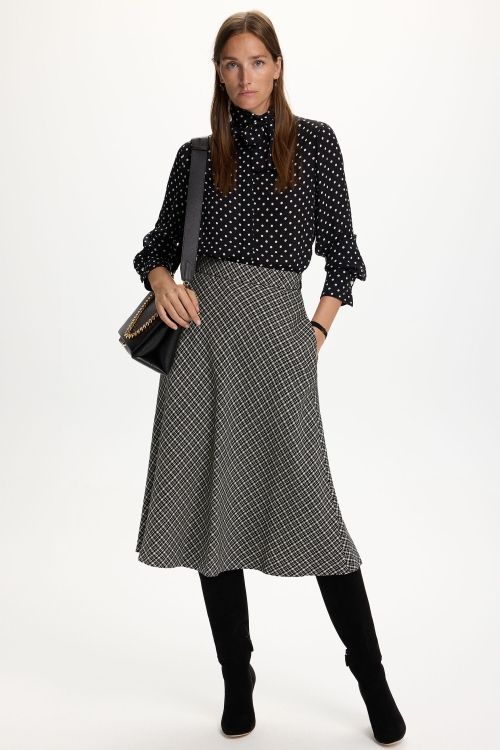 CHECKED WOOL SKIRT
