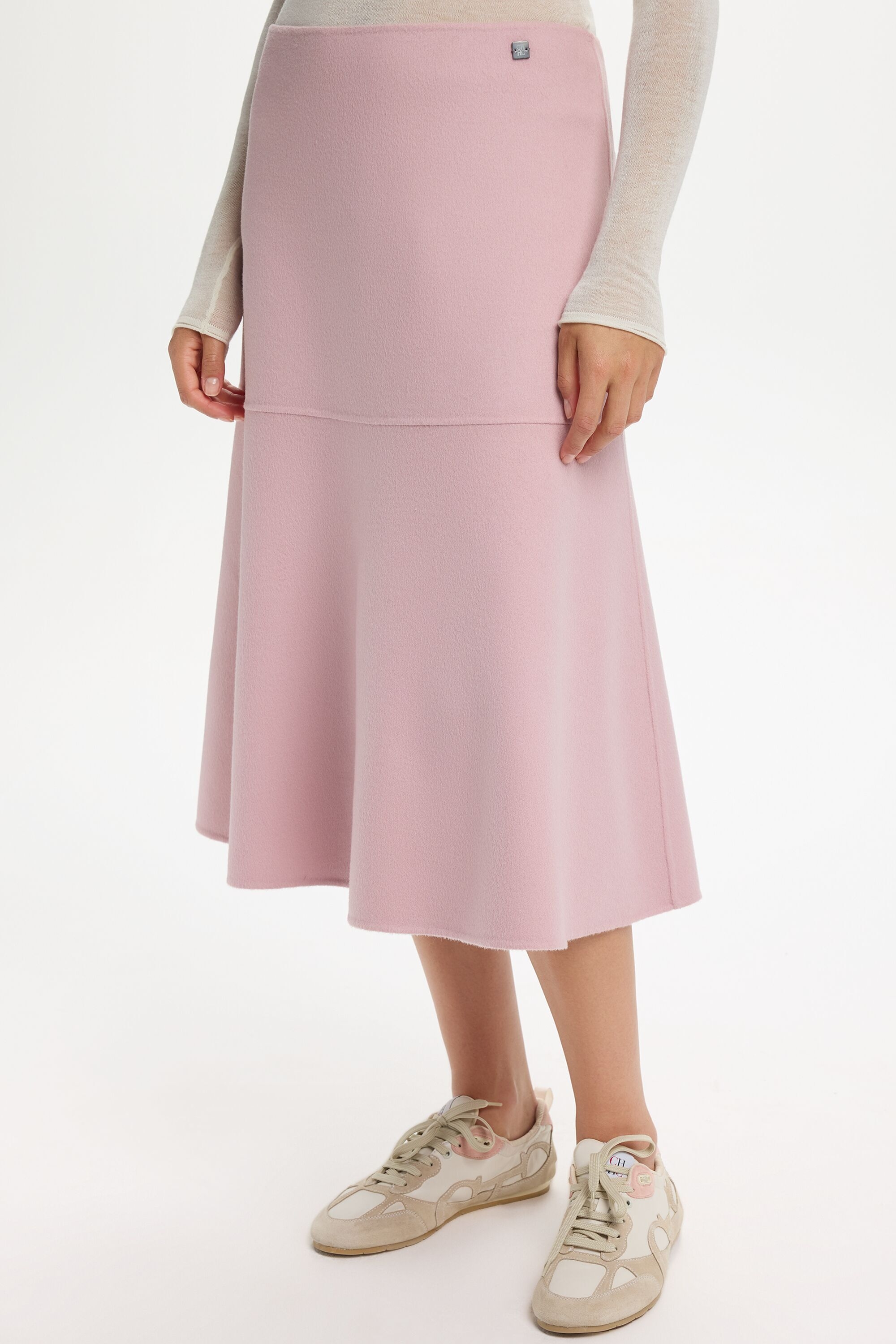 Double-Faced Wool Midi Skirt