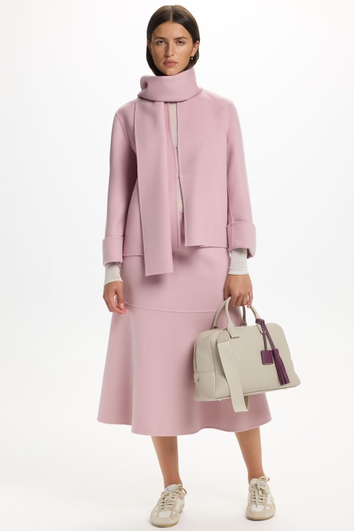 DOUBLE-FACED WOOL MIDI SKIRT