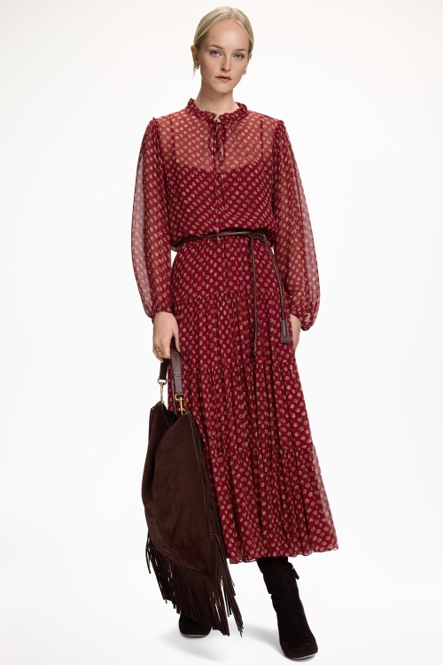 CHANIMAL POLKA DOTS PRINT MUSLIN MIDI SKIRT
