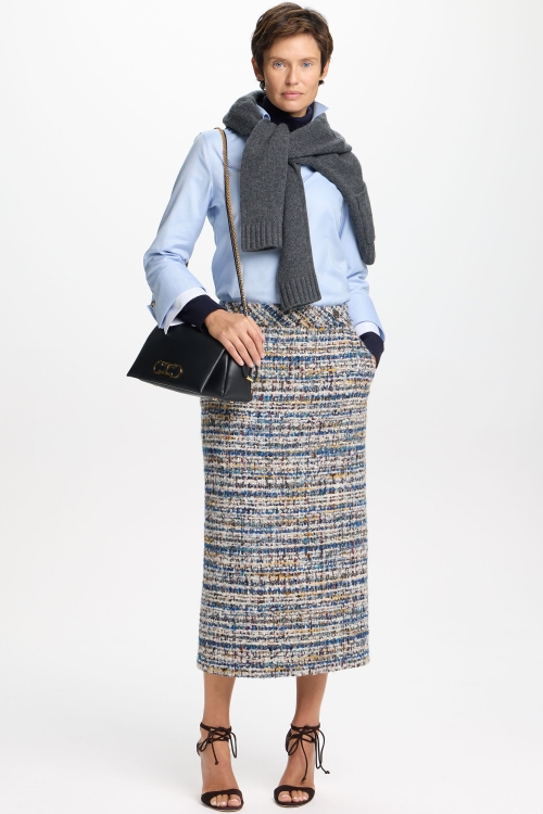 WOOL TWEED STRAIGHT-FIT SKIRT