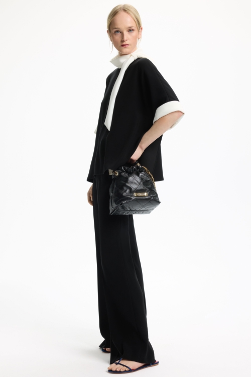 CREPE STRAIGHT-LEG PANTS WITH BOW