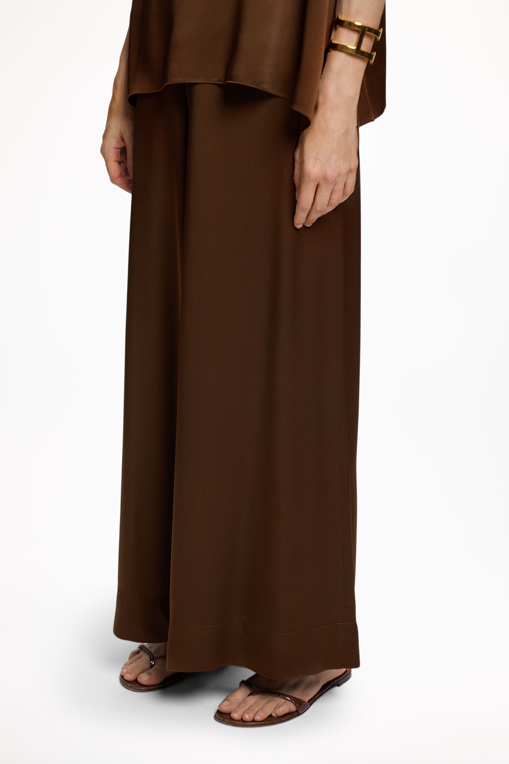 Satin Crepe A-Line Pants
