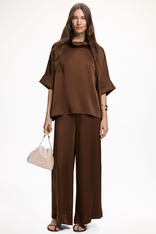 SATIN CREPE A-LINE PANTS
