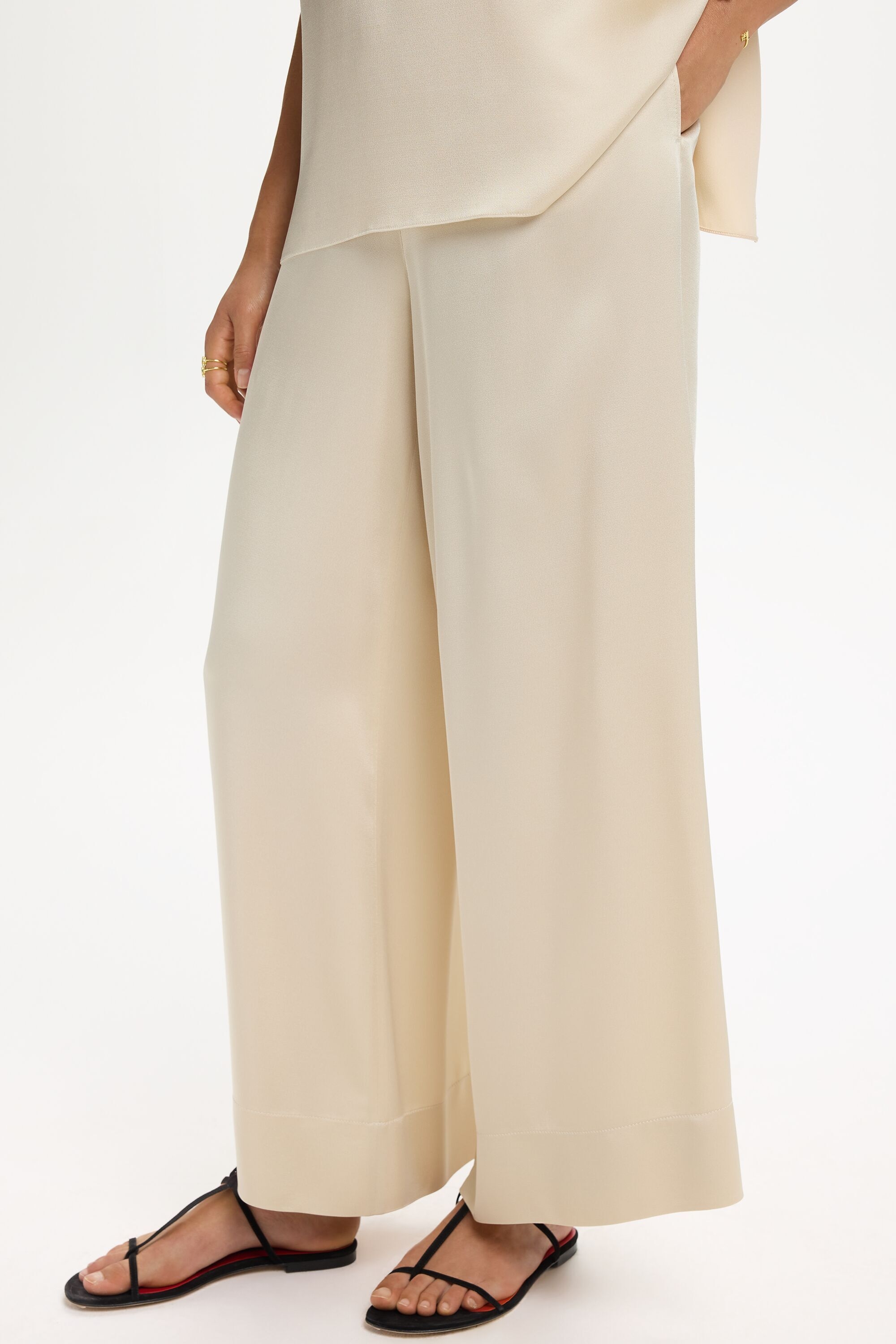 Satin Crepe A-Line Pants