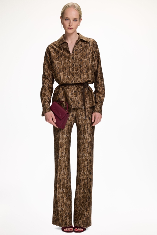 CHANIMAL PRINT JACQUARD FLARED PANTS