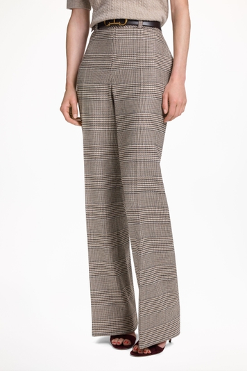 Pantalón Recto de Jacquard de Cuadro Gales