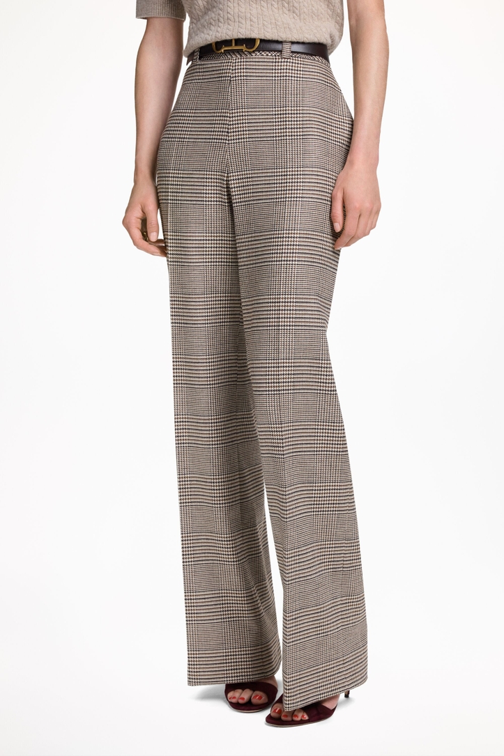 Prince of Wales Jacquard Straight-Leg Pants