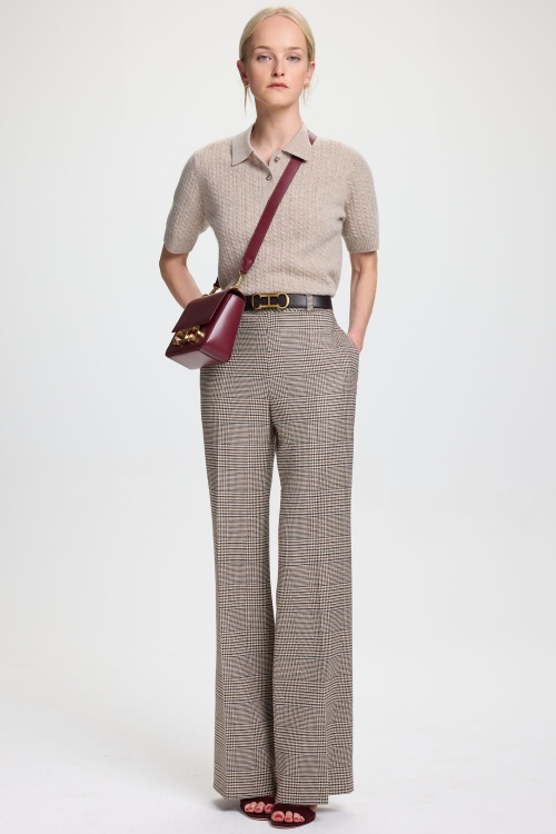 PRINCE OF WALES JACQUARD STRAIGHT-LEG PANTS