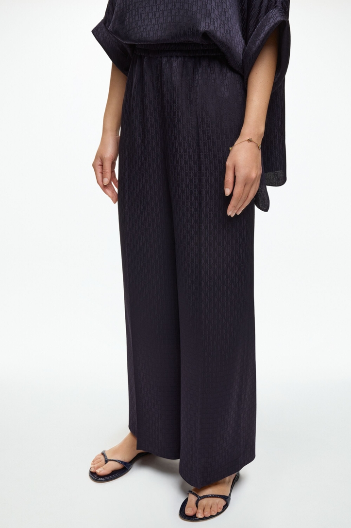 Pantalón Recto de Jacquard de Satén
