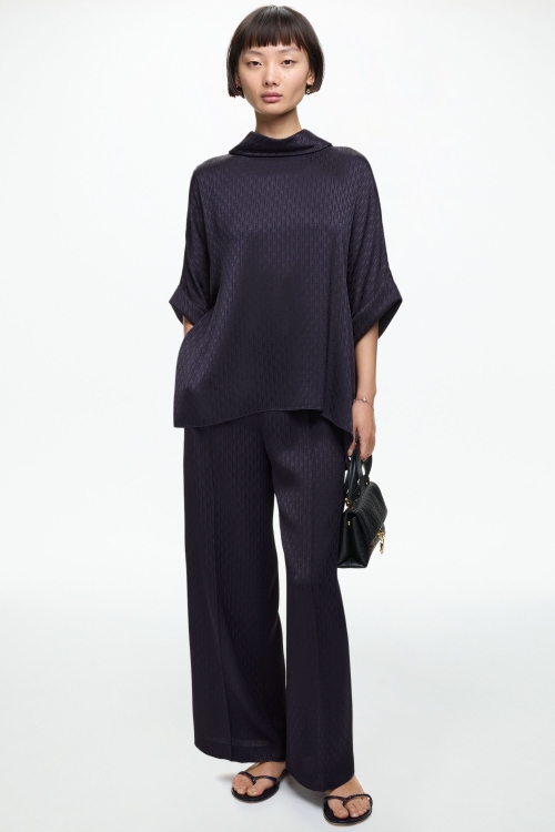 PANTALÓN RECTO DE JACQUARD DE SATÉN