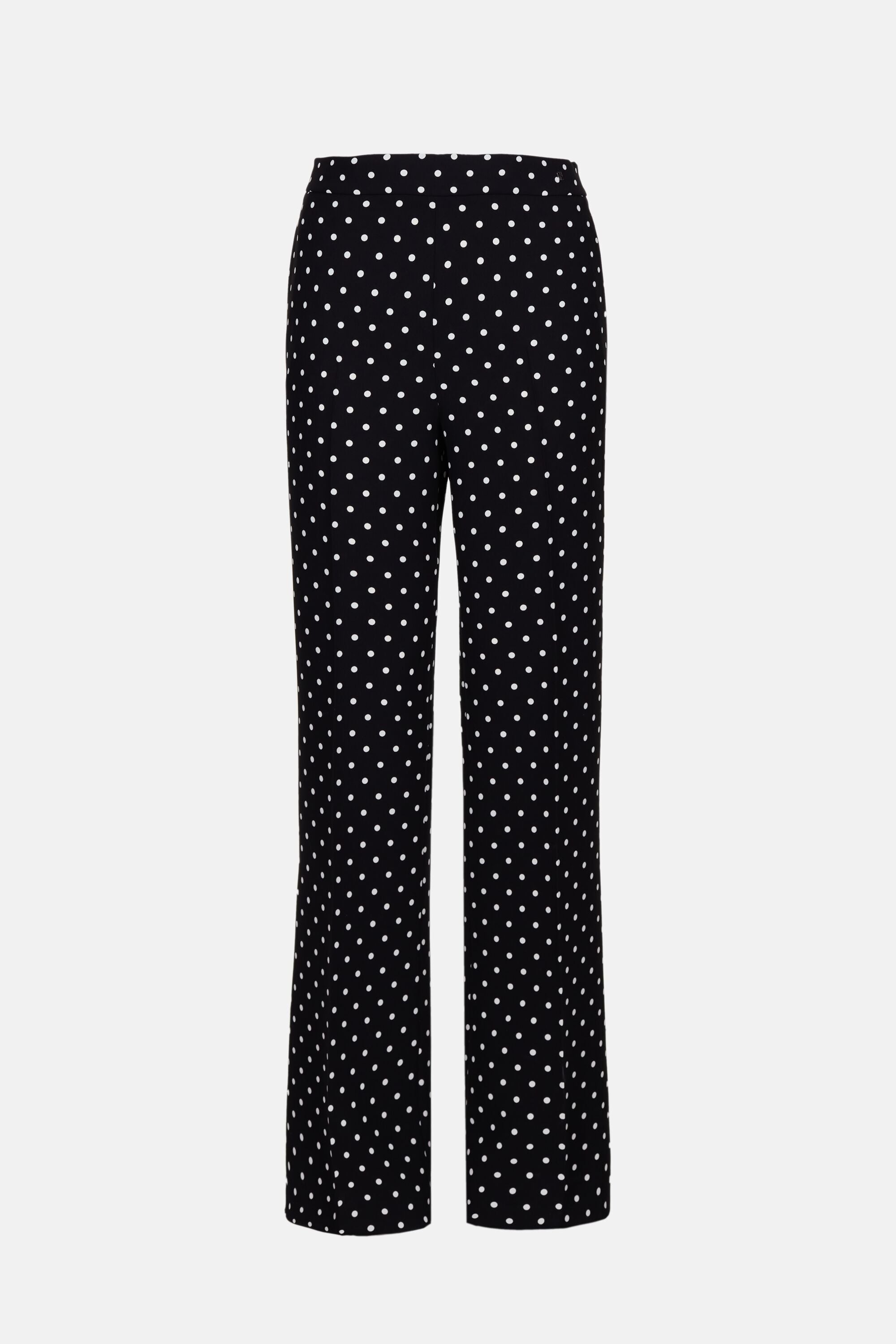 Crepe Straight-Leg Pants with Polka Dots black/ivory - CH Carolina