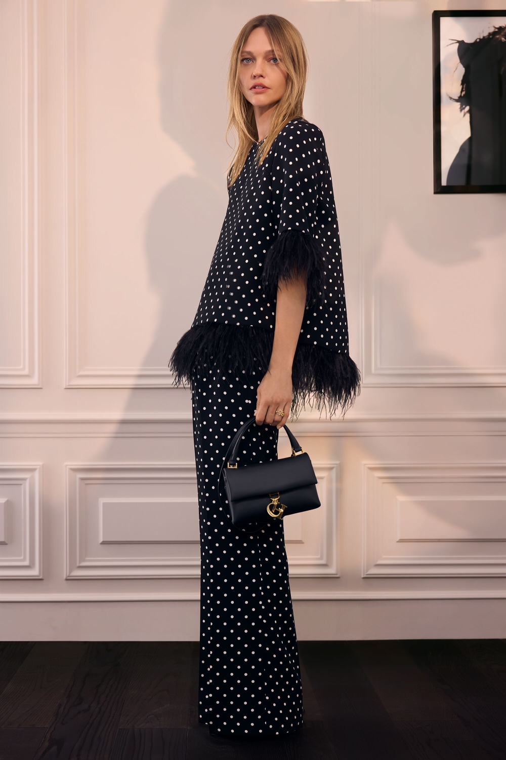CREPE STRAIGHT-LEG PANTS WITH POLKA DOTS