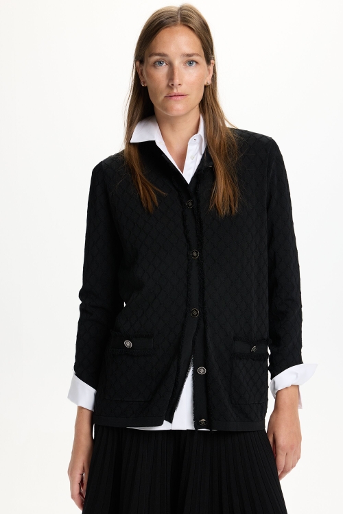 CHAQUETA LARGA DE PUNTO ESTRUCTURA ROMBOS
