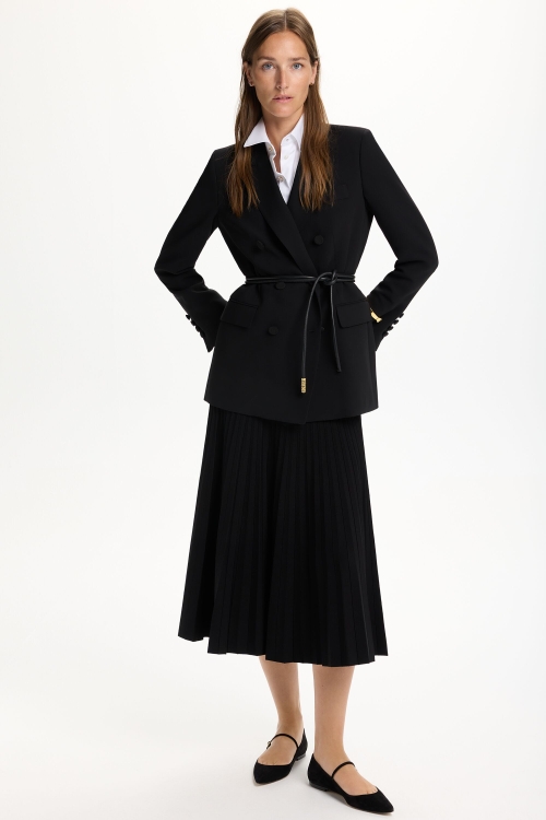 KNIT PLEATED MIDI SKIRT