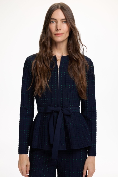JACQUARD KNIT PEPLUM JACKET