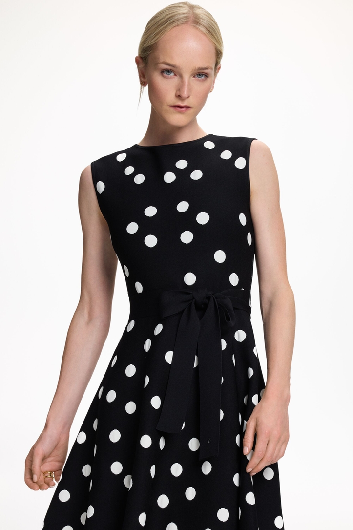 Jacquard Knit Dress with Polka Dots