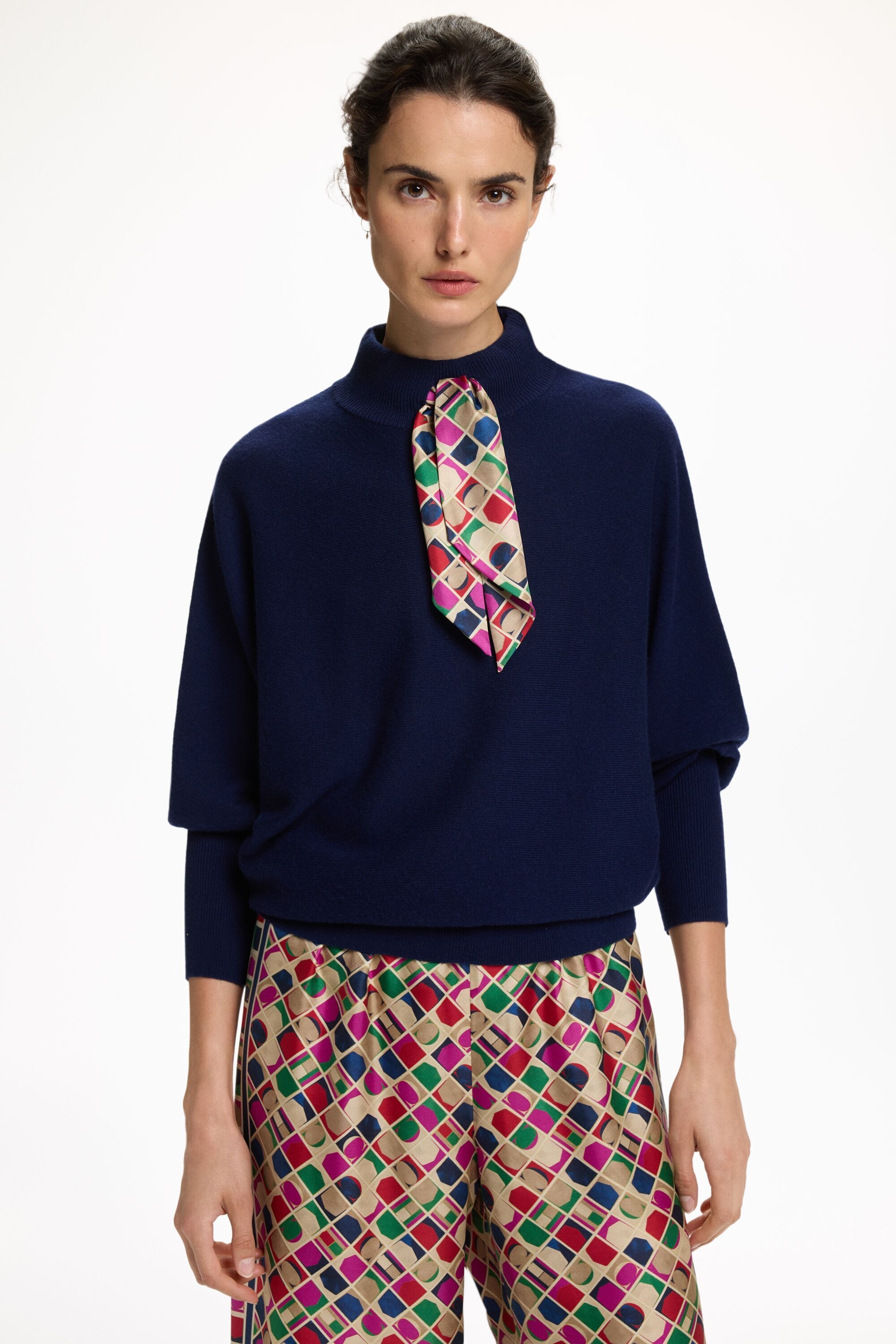 Merino Wool Sweater with Blasón Print Scarf