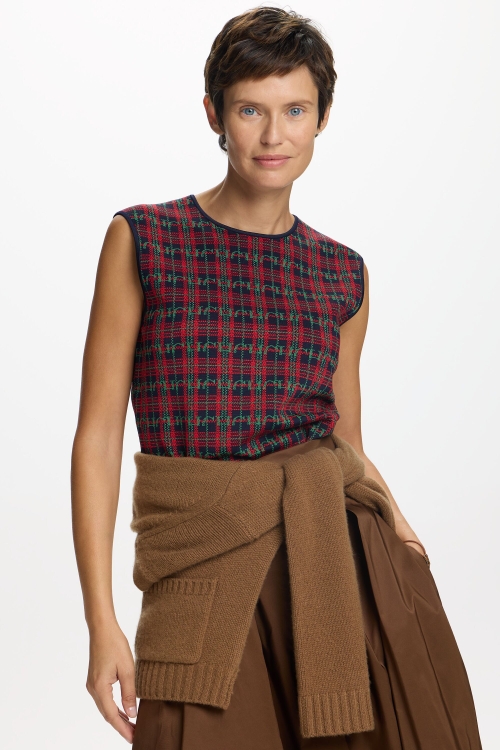 SLEEVELESS CHARTAN JACQUARD SWEATER