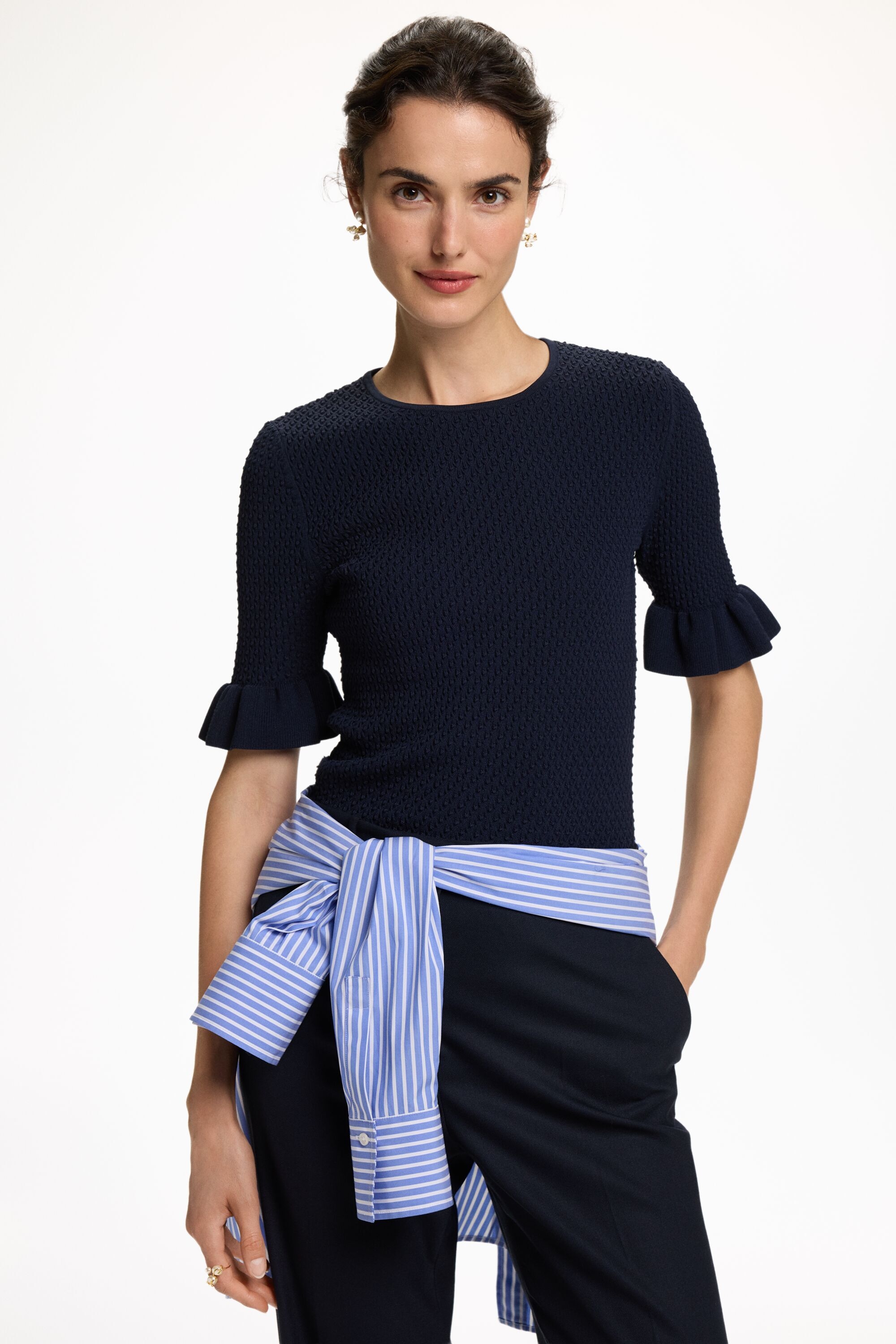 Textured Knit Fitted Top