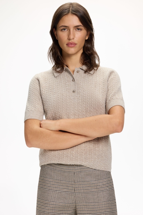 MERINO WOOL KNIT FITTED POLO SHIRT