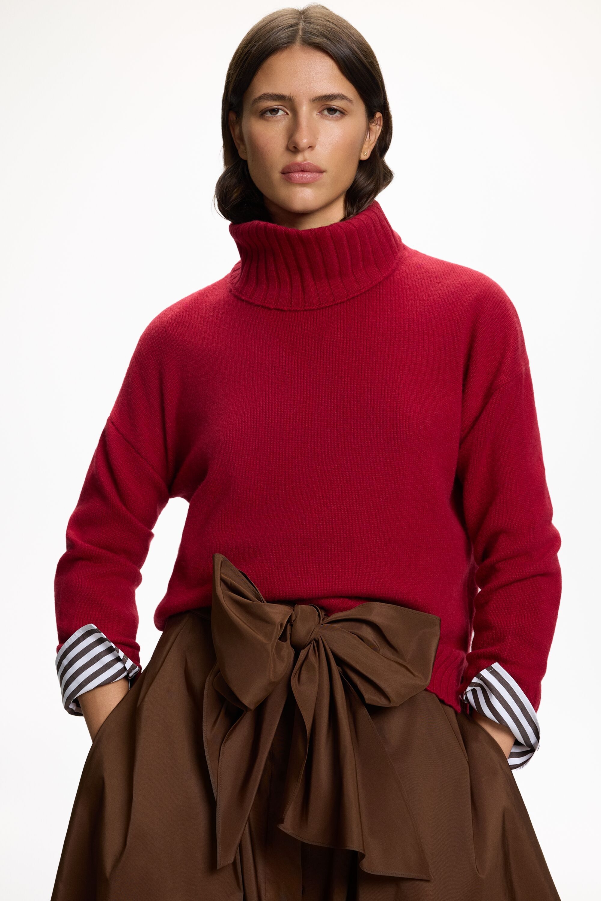 Jersey Recto de Cashmere con Cuello Extraíble