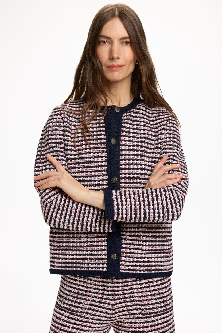 Jacquard Straight-Fit Jacket with Crochet
