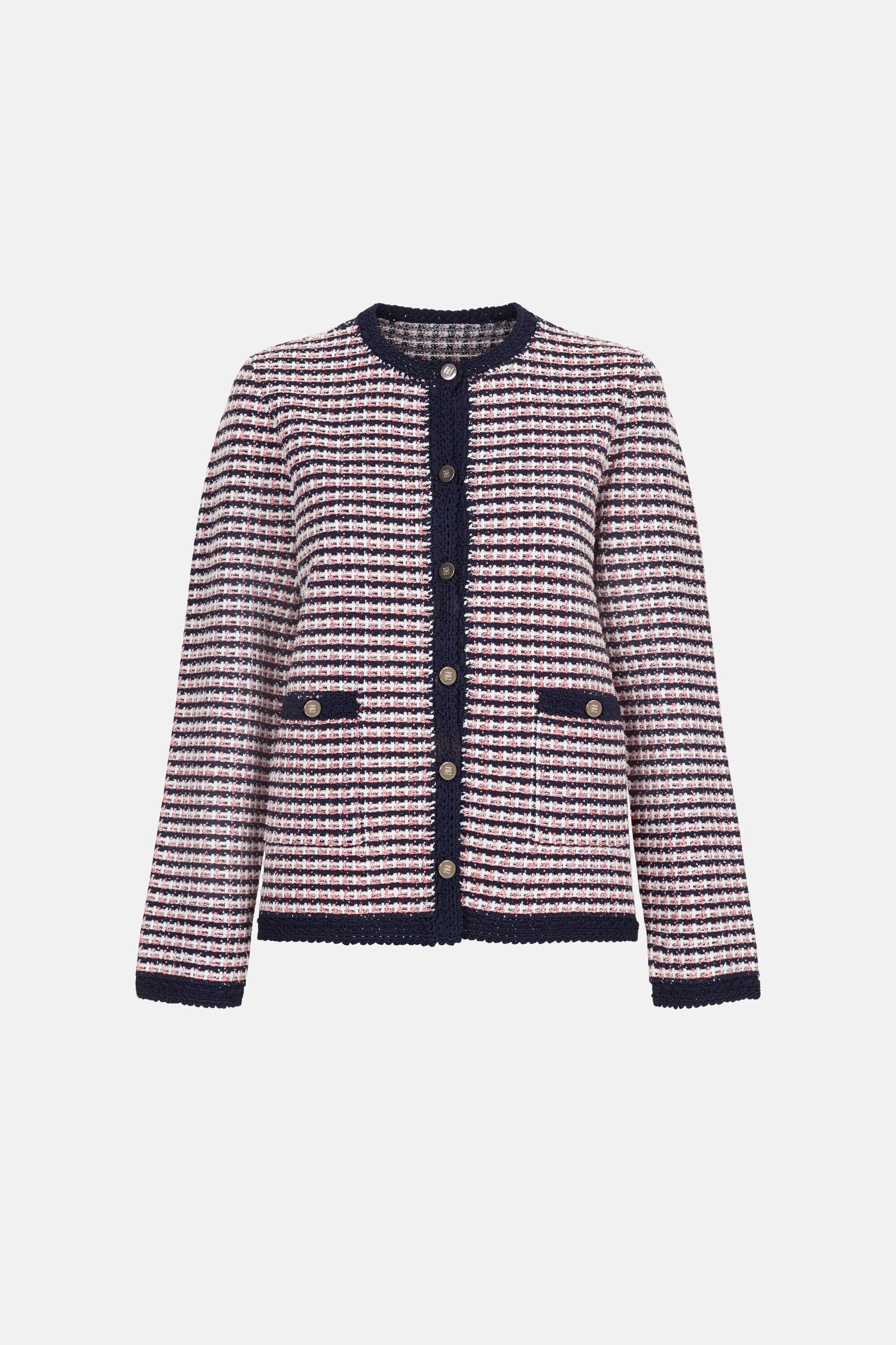 Jacquard Straight-Fit Jacket with Crochet red/white/navy - CH