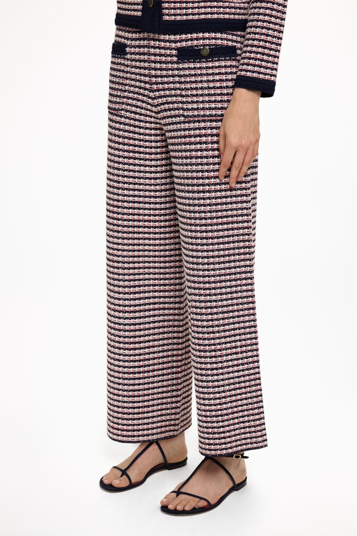 Jacquard Straight-Leg Pants with Crochet