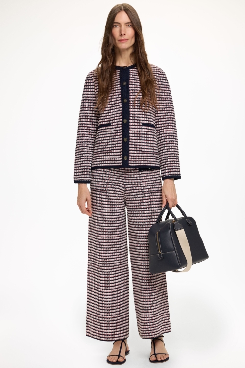 JACQUARD STRAIGHT-LEG PANTS WITH CROCHET