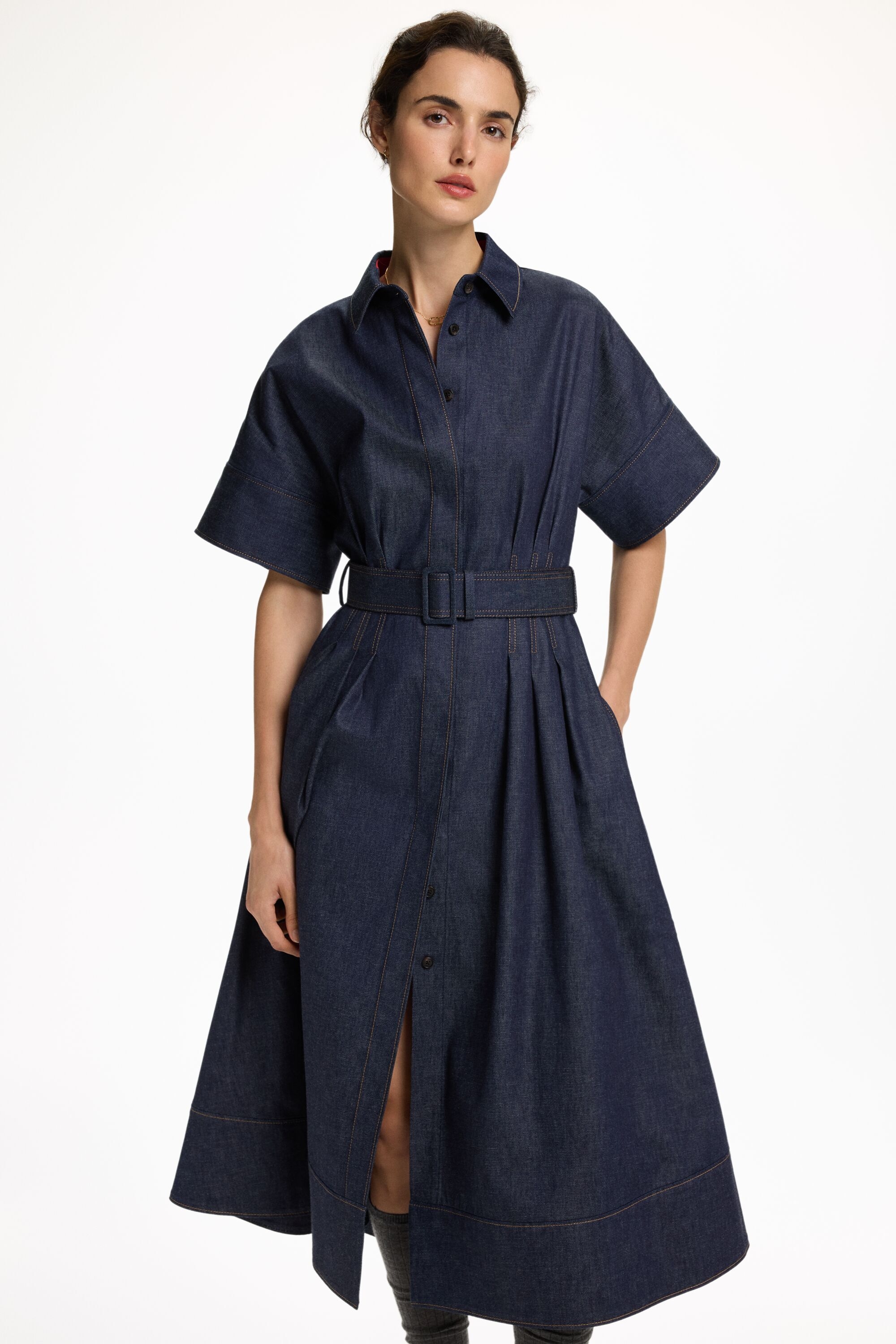 Denim Midi Shirt Dress
