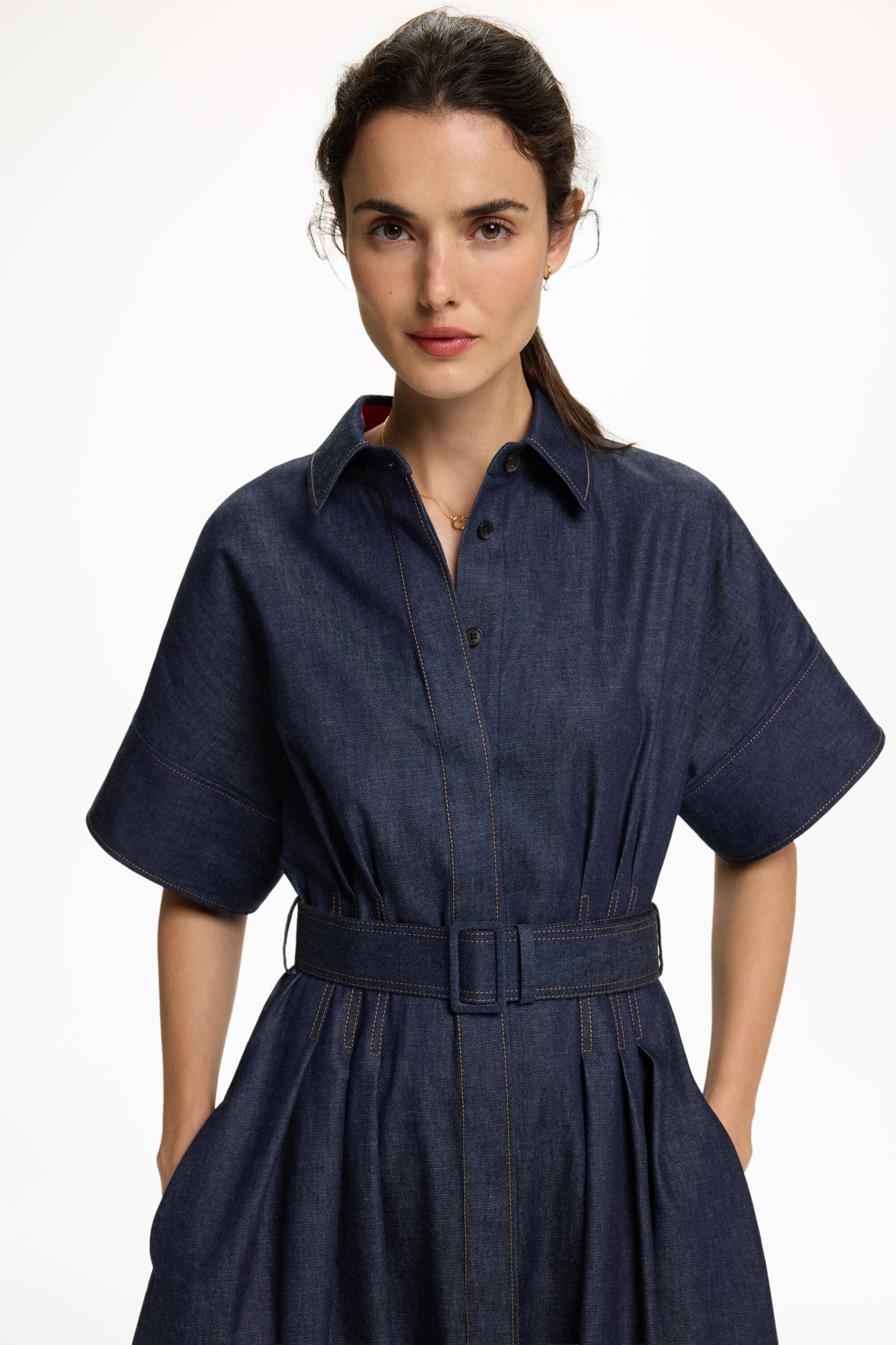 Denim Midi Shirt Dress denim blue - CH Carolina Herrera