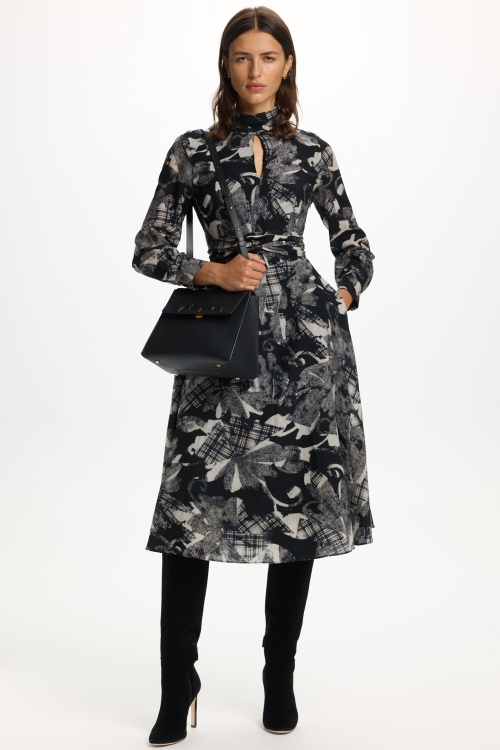 PRINT WOOL DRESS